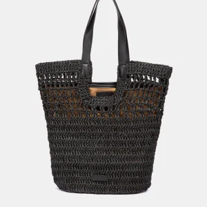 Capazo de rafia negro