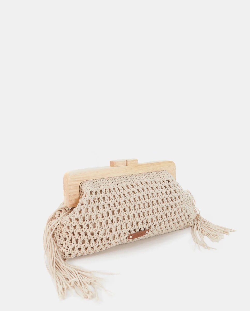 Clutch de macramé beige - Imagen 4