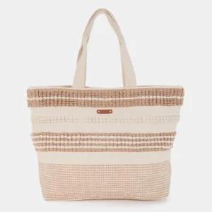 Capazo de playa bordado beige