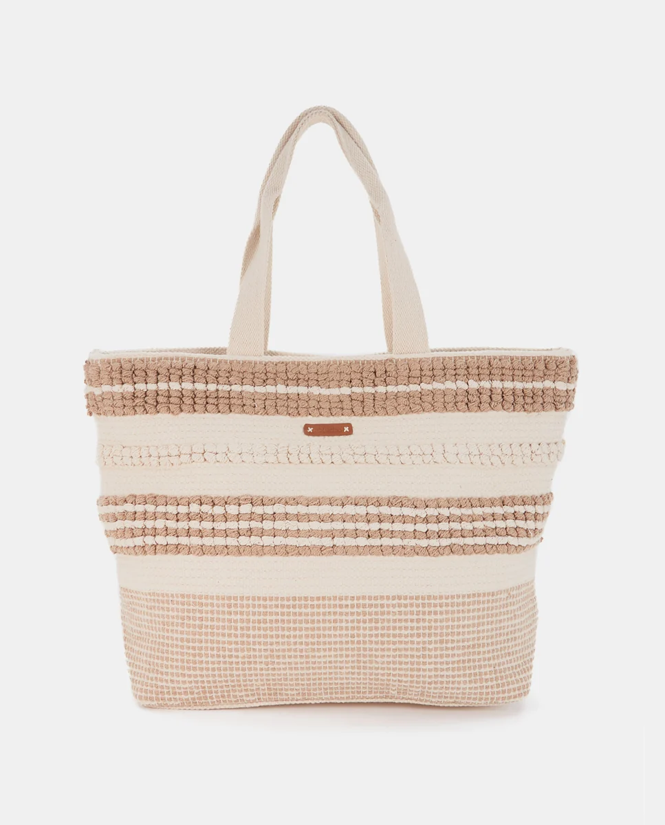 Capazo de playa bordado beige - Imagen 2