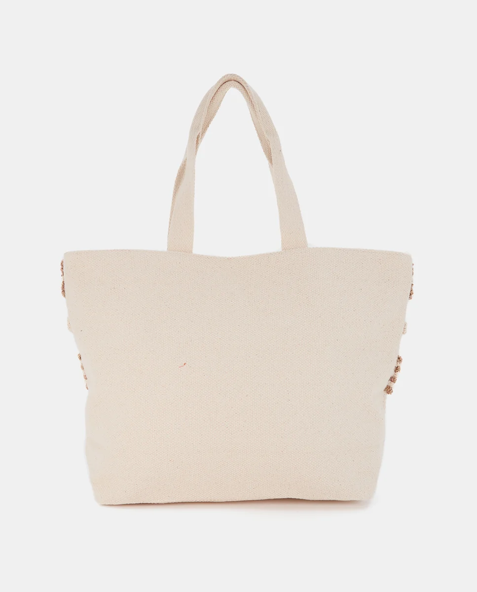 Capazo de playa bordado beige - Imagen 4