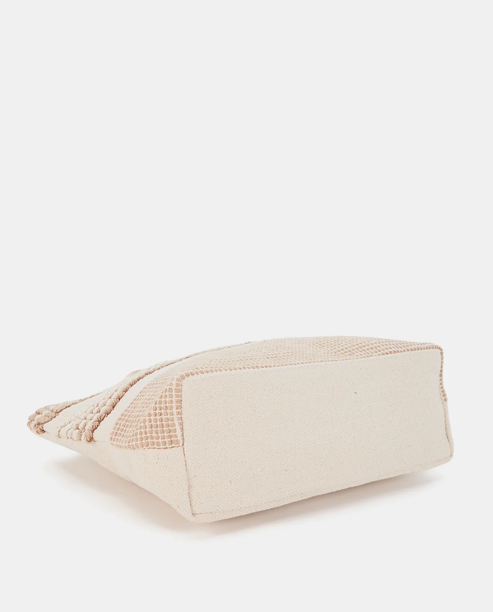 Capazo de playa bordado beige - Imagen 5