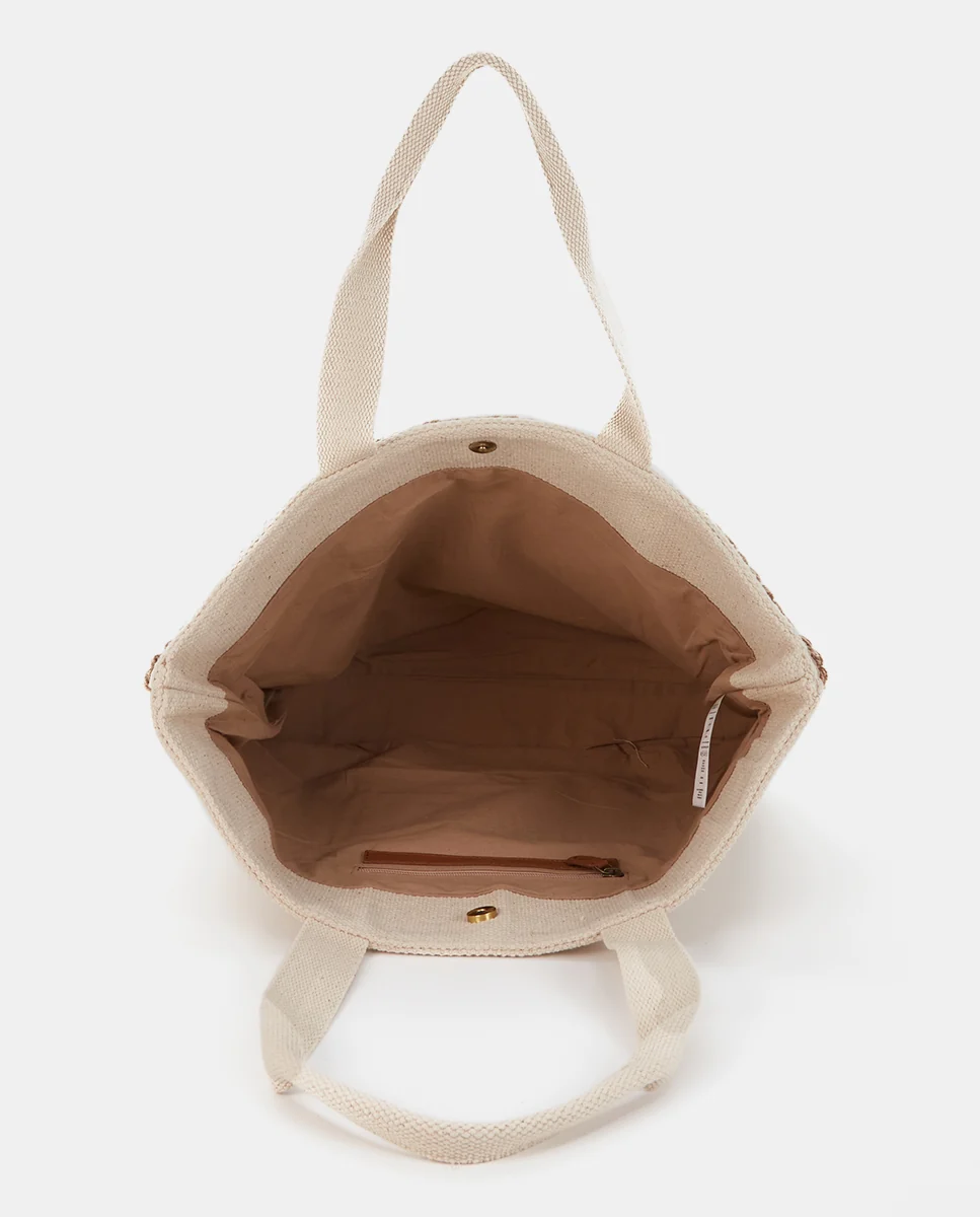 Capazo de playa bordado beige - Imagen 6