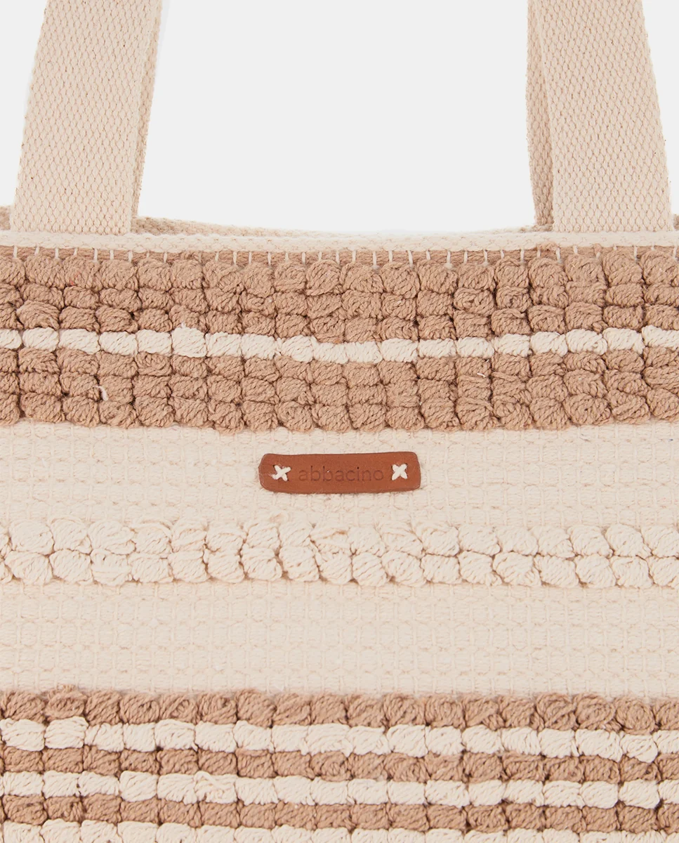 Capazo de playa bordado beige - Imagen 7