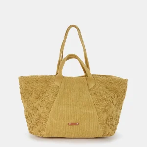 Bolsa de playa de algodón bordada ámbar