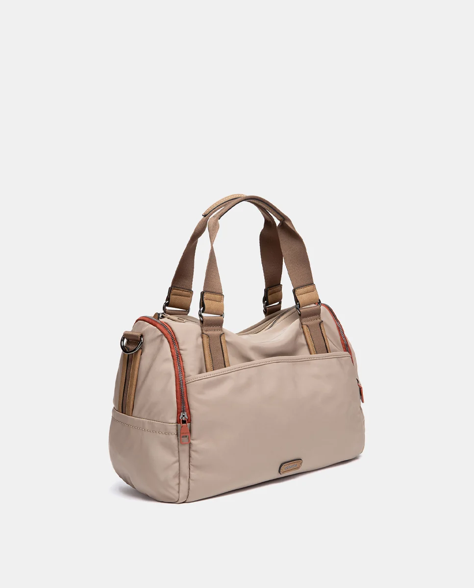 Bolso de viaje en materiales reciclados beige - Imagen 3