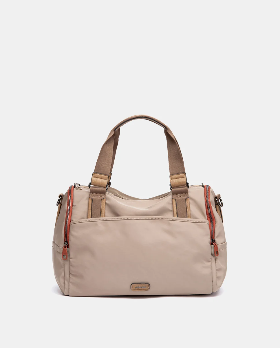 Bolso de viaje en materiales reciclados beige