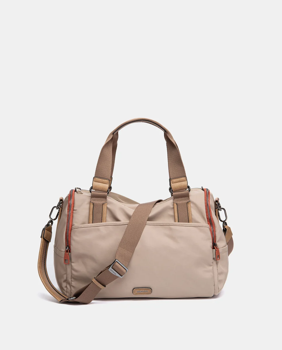 Bolso de viaje en materiales reciclados beige - Imagen 5