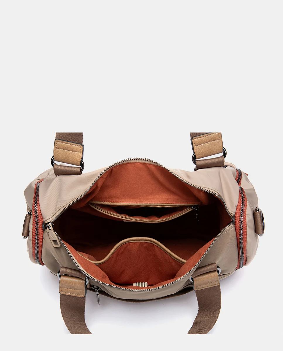 Bolso de viaje en materiales reciclados beige - Imagen 7