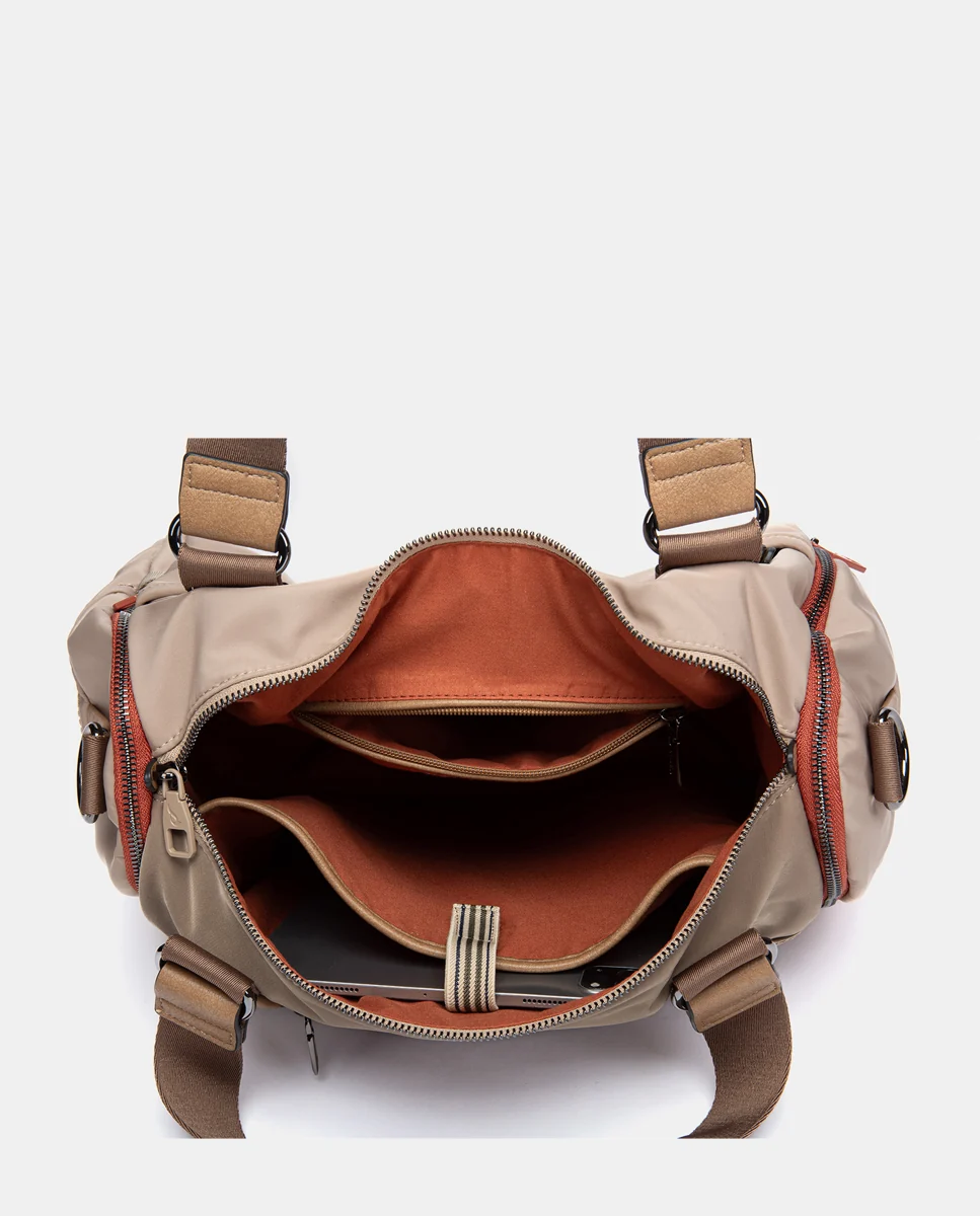 Bolso de viaje en materiales reciclados beige - Imagen 8