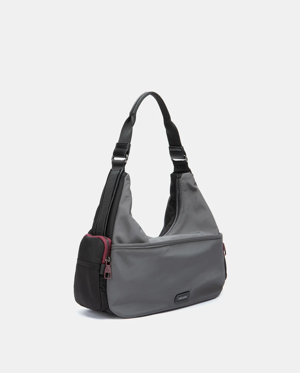 Bolso de hombro en materiales reciclados gris - Imagen 3