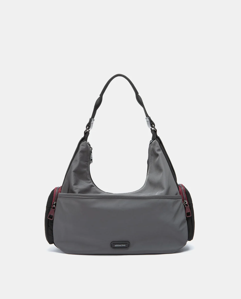 Bolso de hombro en materiales reciclados gris - Imagen 2