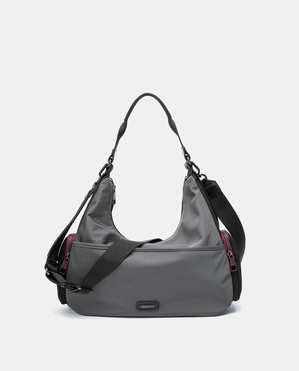 Bolso de hombro en materiales reciclados gris - Imagen 5