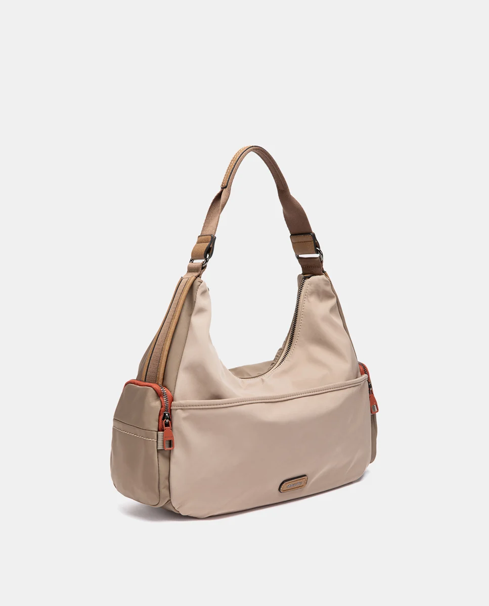 Bolso de hombro en materiales reciclados beige - Imagen 3