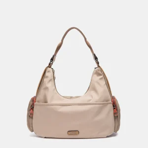 Bolso de hombro en materiales reciclados beige