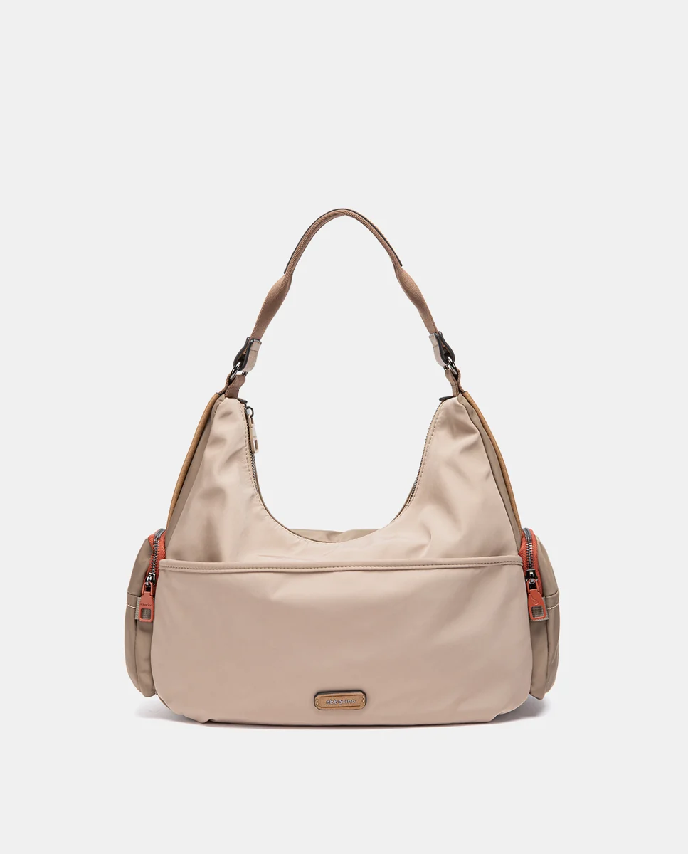 Bolso de hombro en materiales reciclados beige