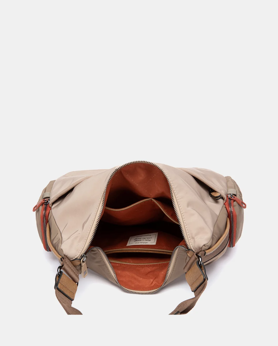 Bolso de hombro en materiales reciclados beige - Imagen 7