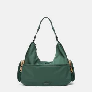 Bolso de hombro en materiales reciclados verde