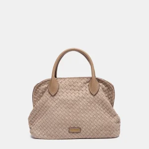Bolso de mano trenzado beige