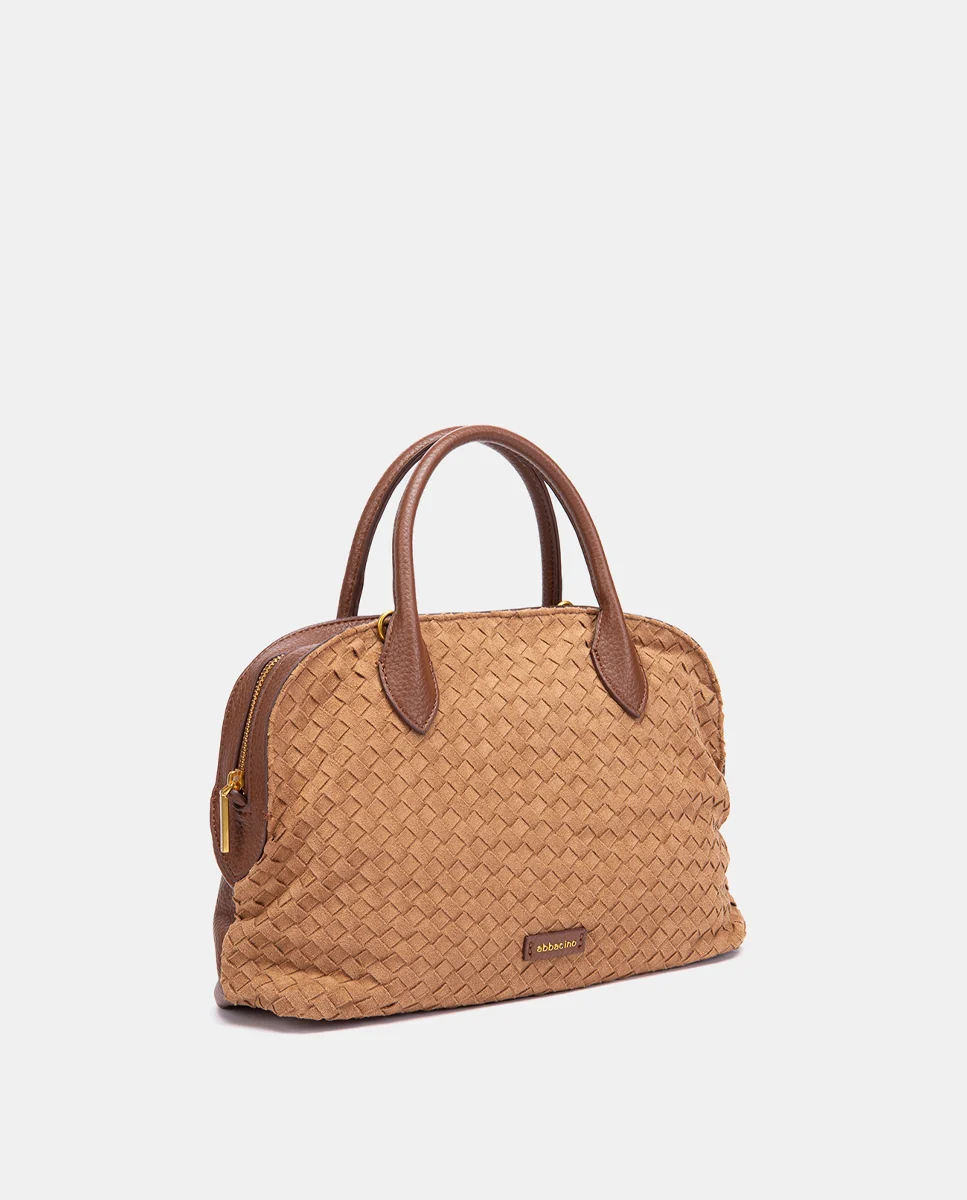 Bolso de mano trenzado cognac - Imagen 5