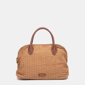 Bolso de mano trenzado cognac