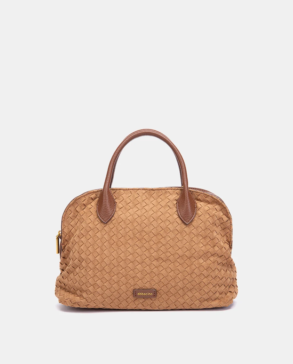 Bolso de mano trenzado cognac