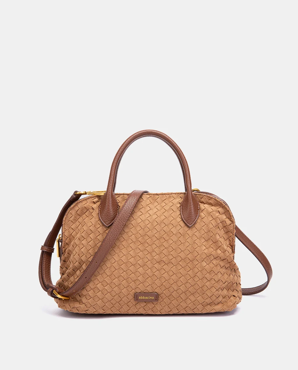 Bolso de mano trenzado cognac - Imagen 7
