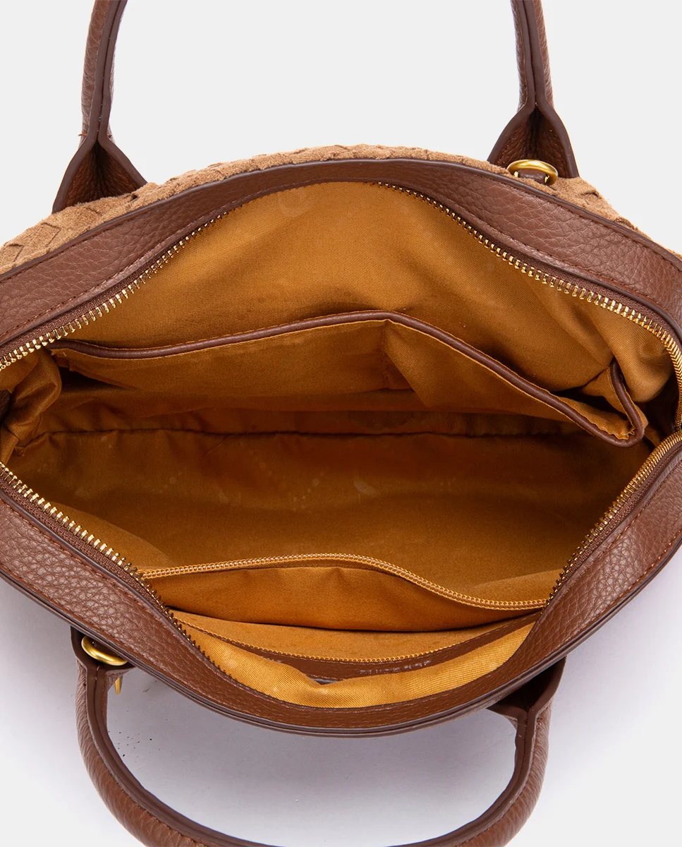 Bolso de mano trenzado cognac - Imagen 9