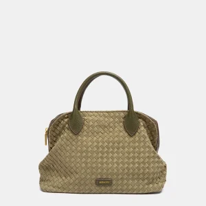 Bolso de mano trenzado verde