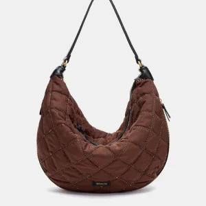 Bolso de hombro acolchado marrón