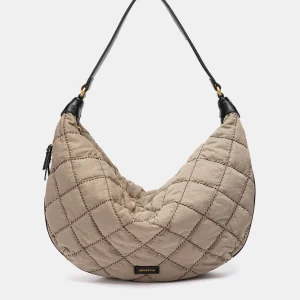 Bolso de hombro acolchado taupe