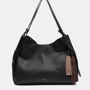 Bolso de hombro con borla negro