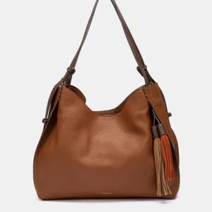 Bolso de hombro con borla cognac