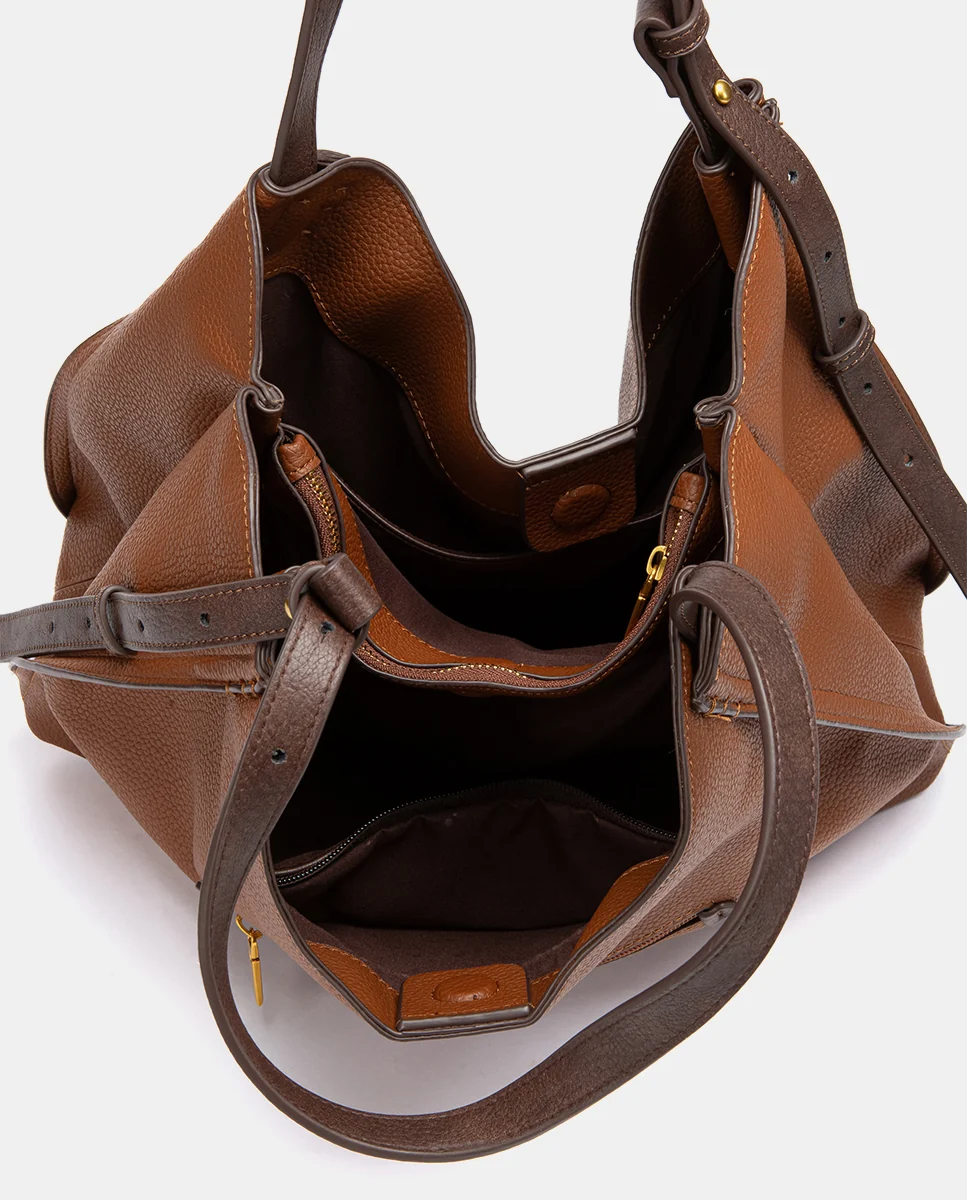 Bolso de hombro con borla cognac - Imagen 6