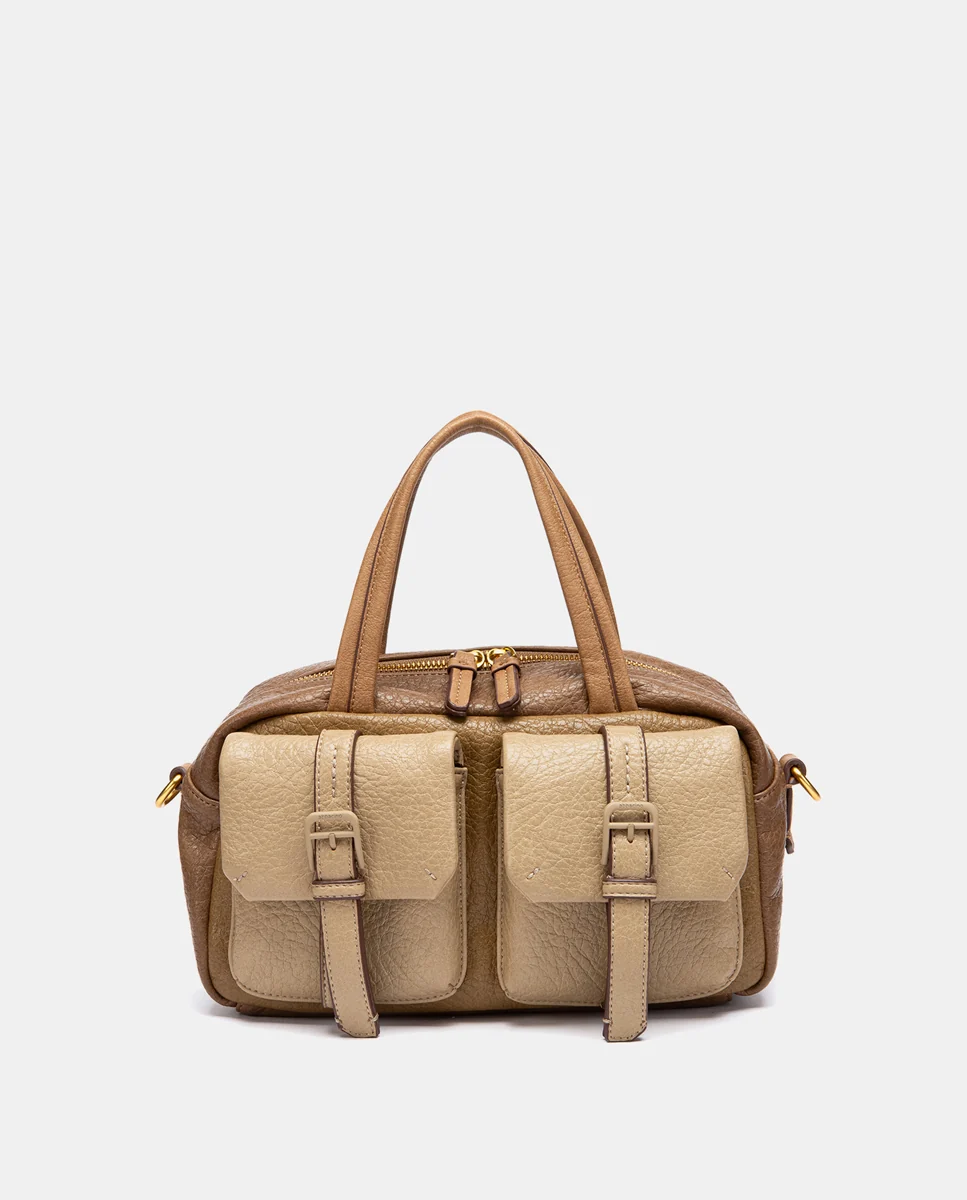 Bandolera combinada en taupe