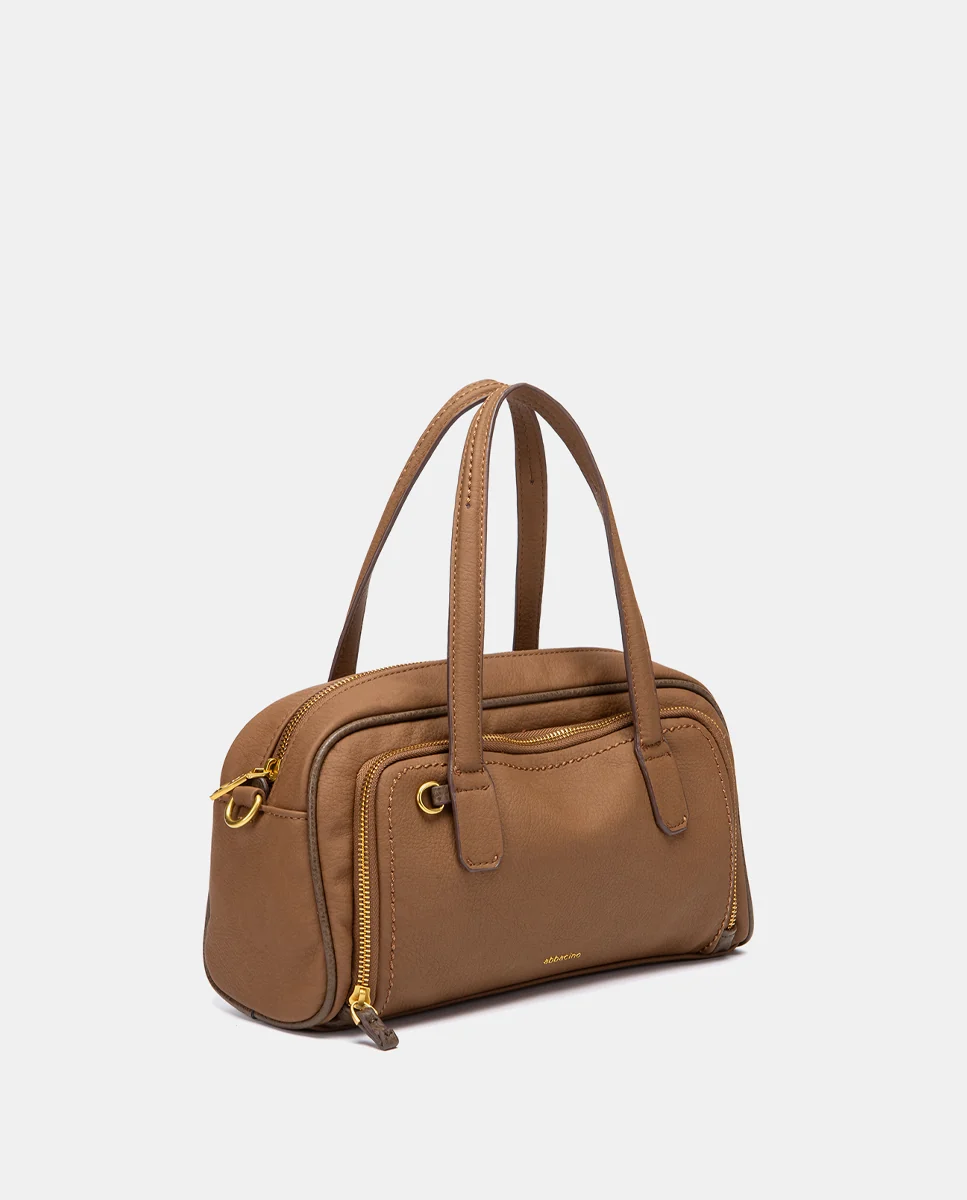 Bolso de mano en materiales reciclados cognac - Imagen 3