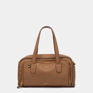 Bolso de mano en materiales reciclados cognac