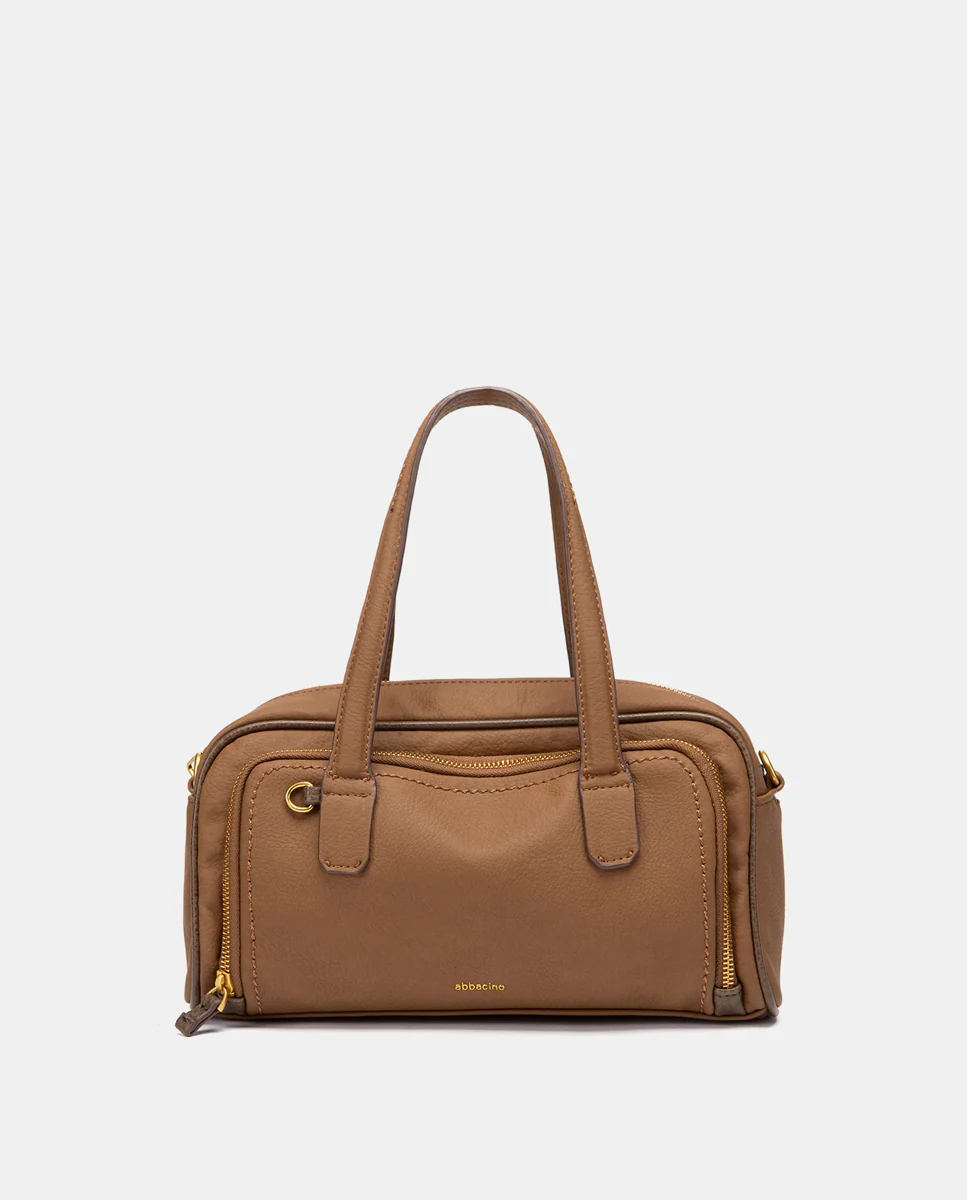 Bolso de mano en materiales reciclados cognac