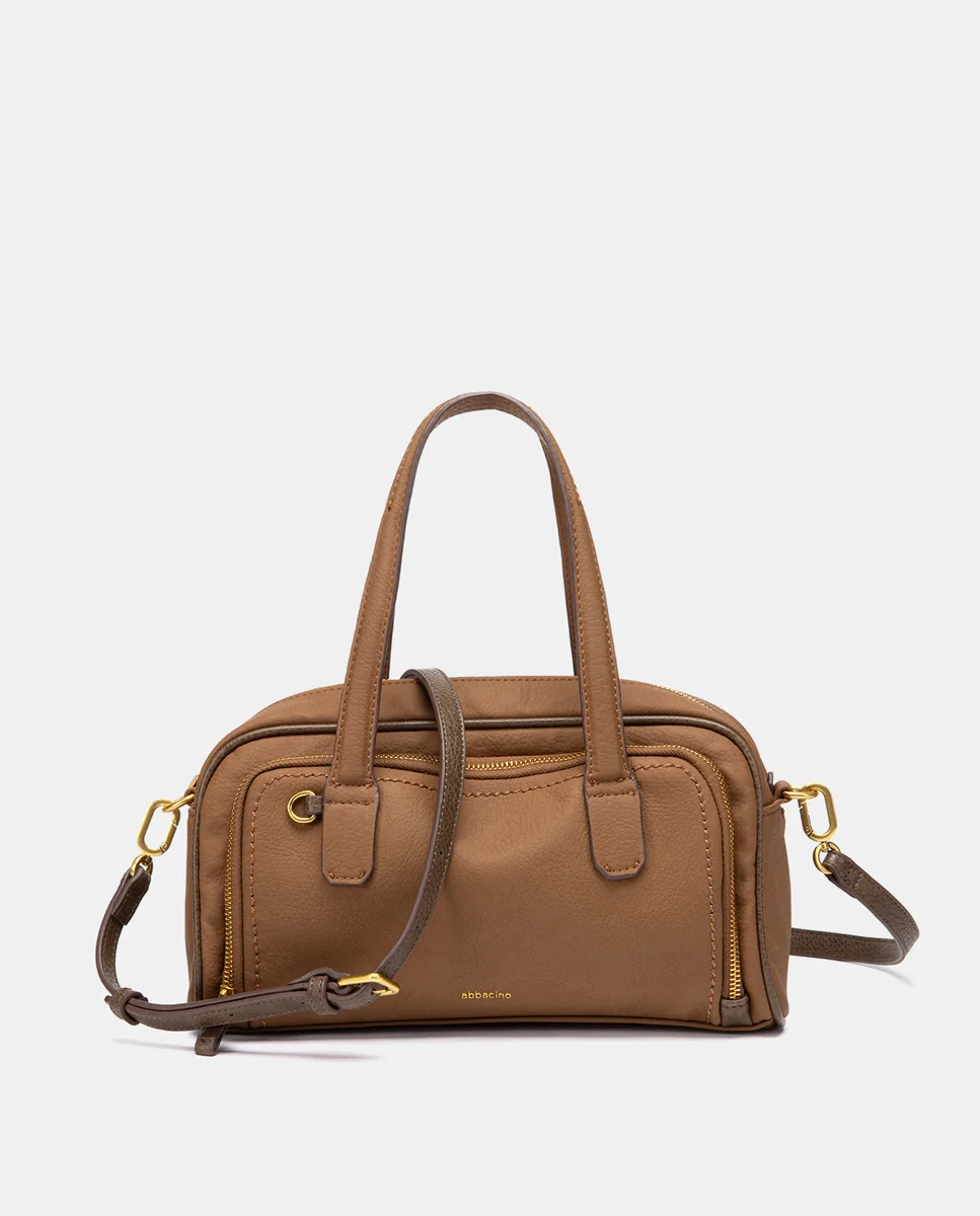 Bolso de mano en materiales reciclados cognac - Imagen 5