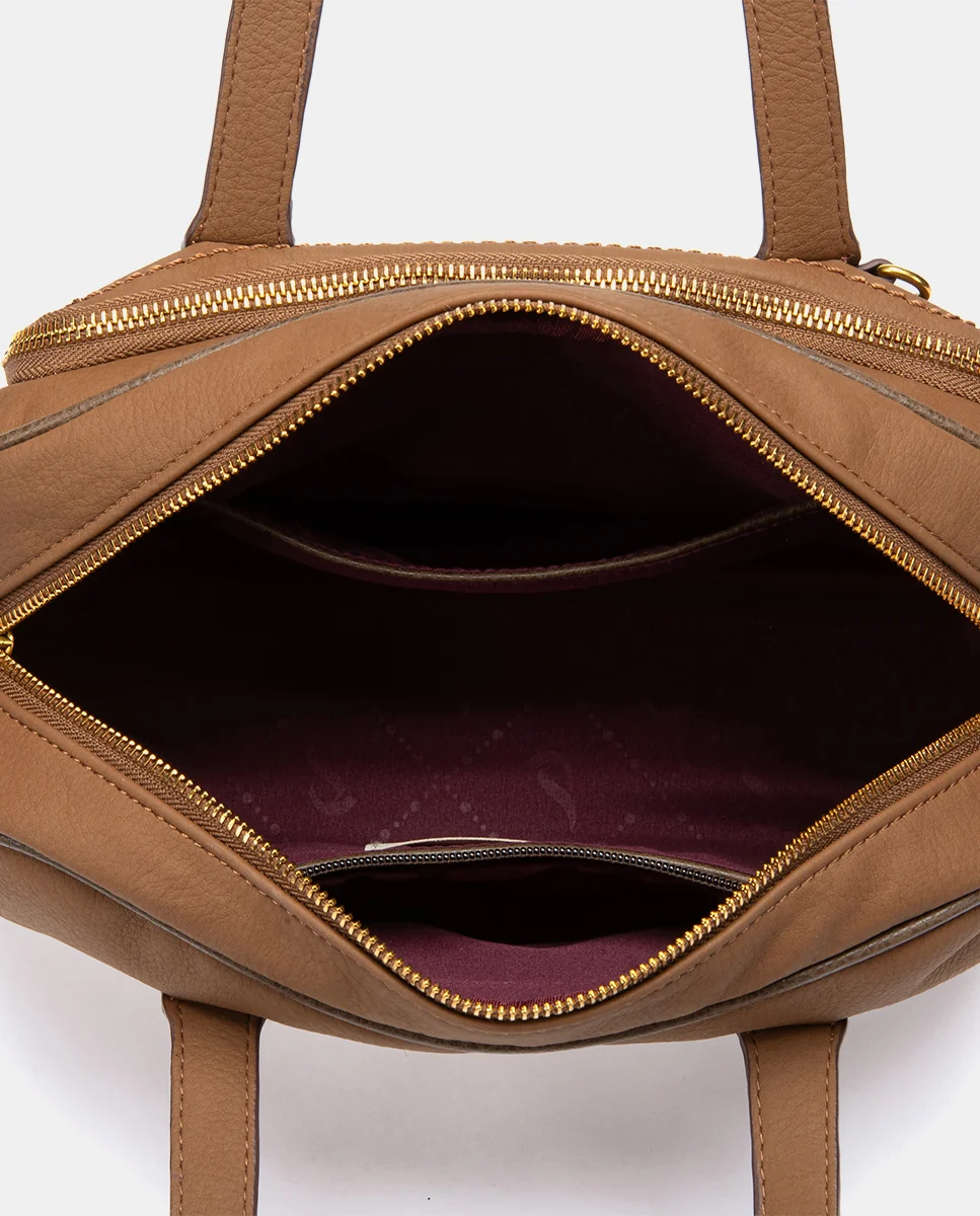 Bolso de mano en materiales reciclados cognac - Imagen 7