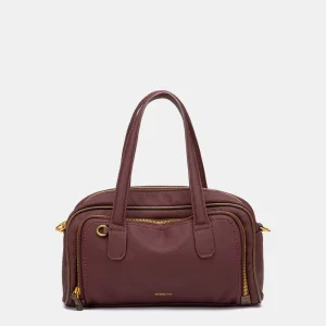 Bolso de mano en materiales reciclados burdeos