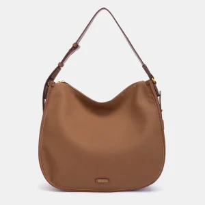 Bolso de hombro en materioales reciclados cognac