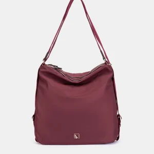 Bolso multifuncional en materiales reciclados burdeos