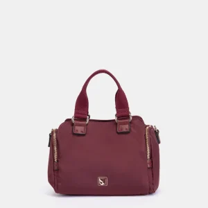 Bolso de mano en materiales reciclados burdeos