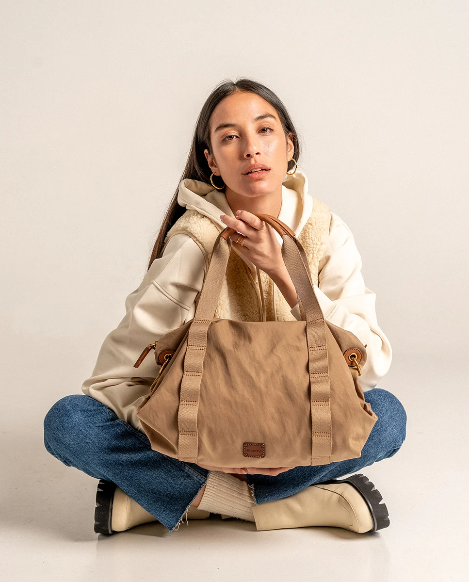Shopper en materiales reciclados beige - Imagen 3