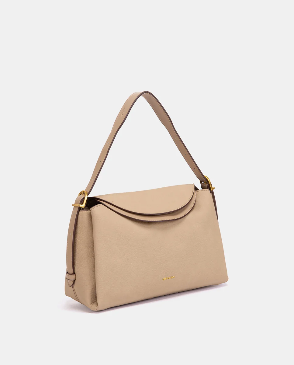Bolso de hombro en materiales reciclados beige - Imagen 3