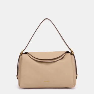 Bolso de hombro en materiales reciclados beige