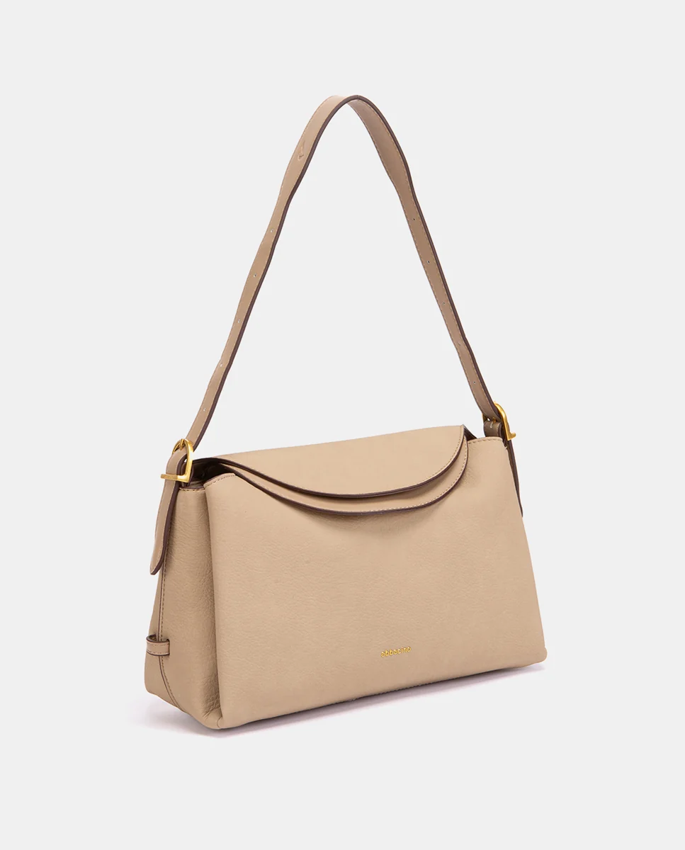 Bolso de hombro en materiales reciclados beige - Imagen 5