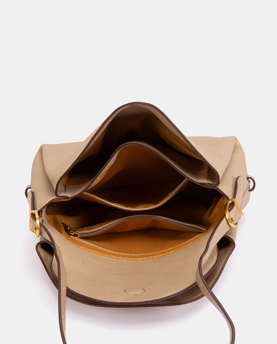 Bolso de hombro en materiales reciclados beige - Imagen 7