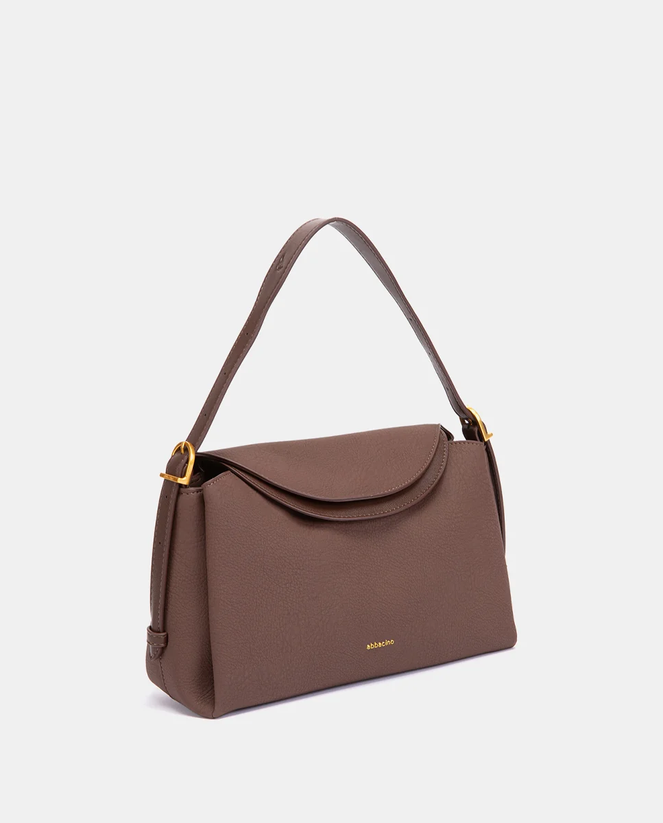 Bolso de hombro en materiales reciclados marrón - Imagen 3
